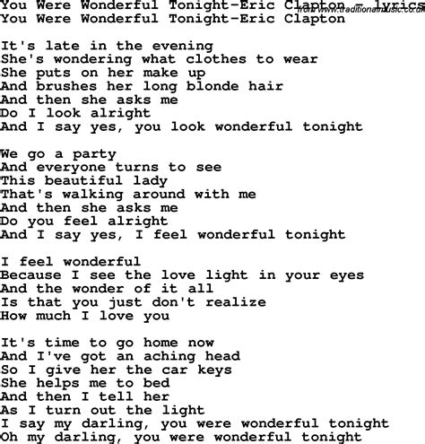 you look beautiful tonight lyrics|song you look lovely tonight.